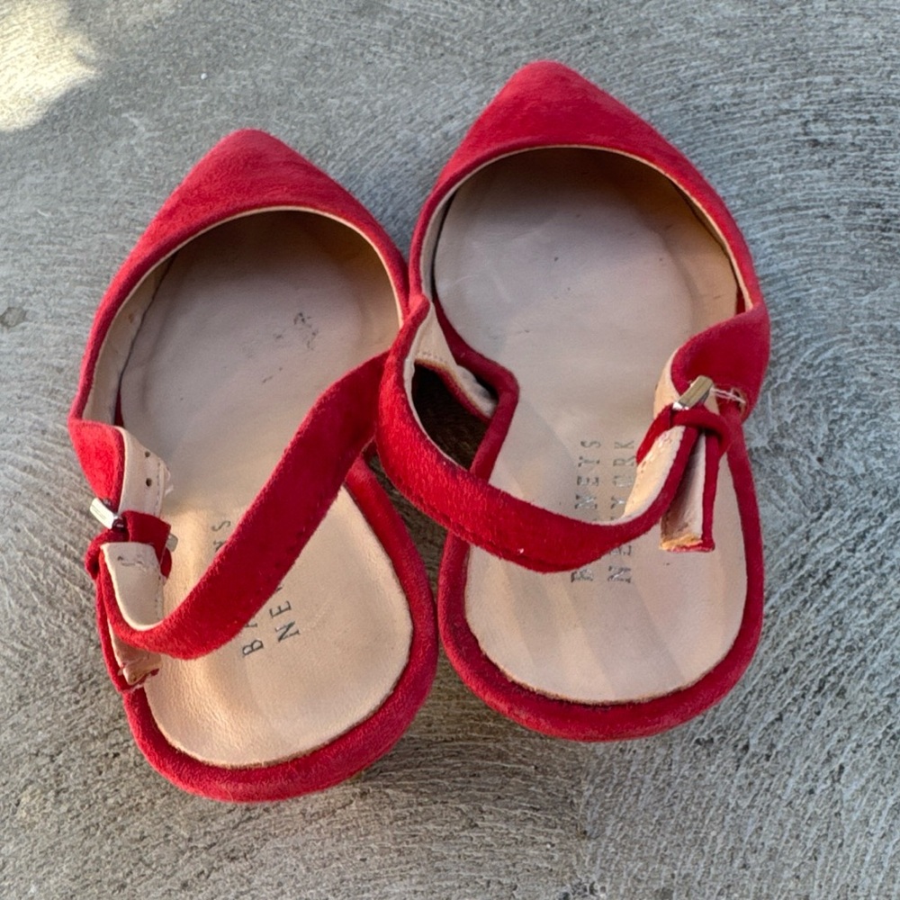 Barney's New York Red Leather Slingback Kitten Heel Size 37 - Picture 3 of 8